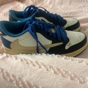 Nike AirForce 1 Fragments Blue and White Air Jordan Sneakers